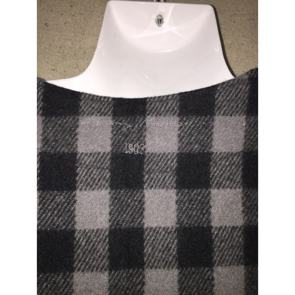 Stormy Kromer Wool Buffalo Plaid Gray Black Poncho Cape Shawl Women’s OS New - Picture 8 of 10